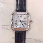 Perfect Replica Santos De Cartier V2 Upgrade Silver Face Quartz Watch